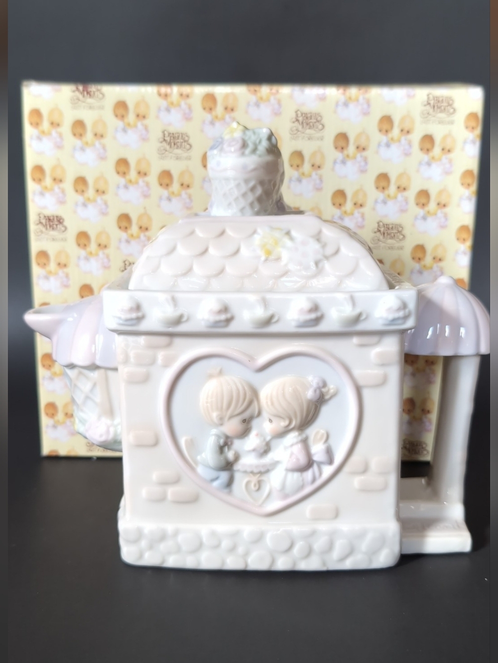 Precious Moments Teapot "Ice Cream" Vintage 1995 Porcelain Perfect Cond In Box